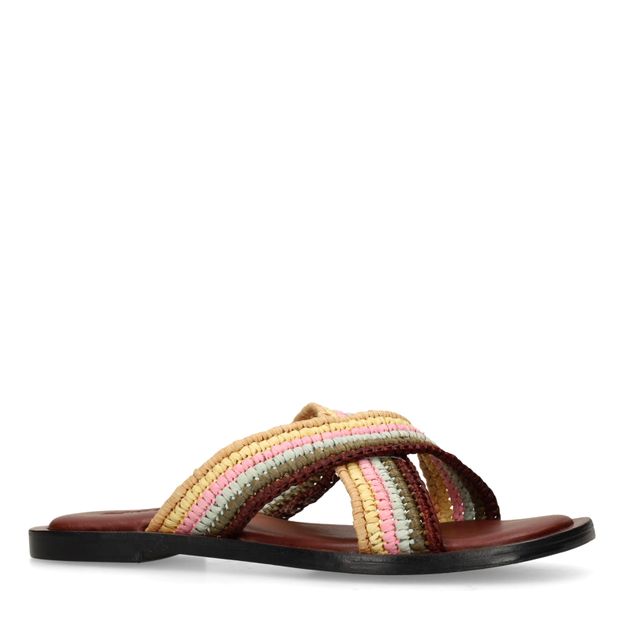 Mehrfarbige Sandalen in Flecht-Optik