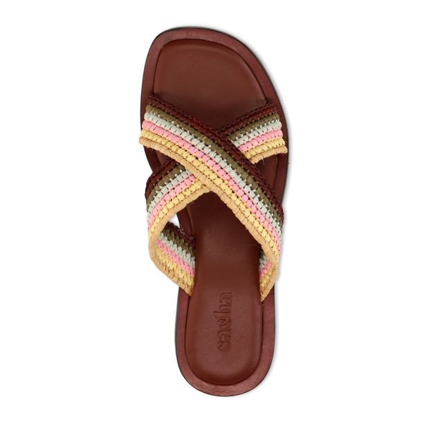 Mehrfarbige Sandalen in Flecht-Optik