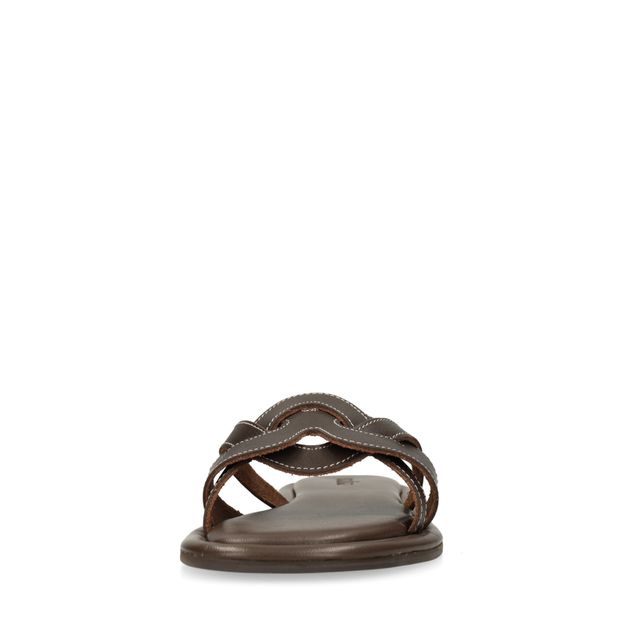 Bruine leren slippers