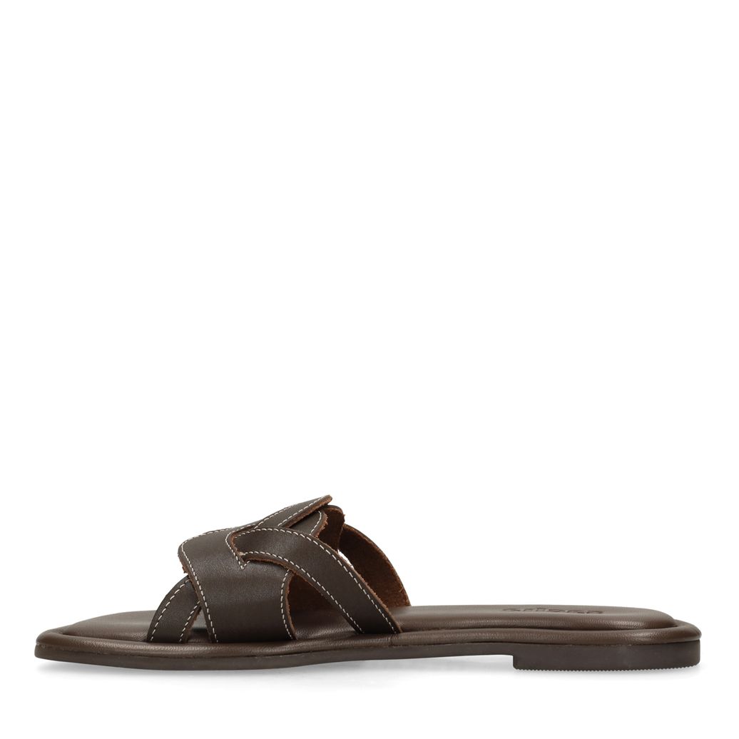 Bruine leren slippers