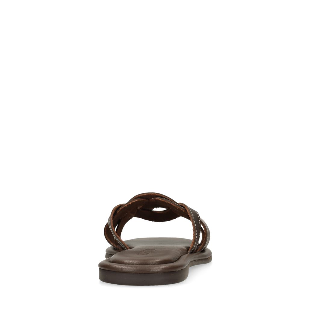 Bruine leren slippers