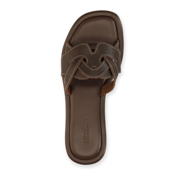 Bruine leren slippers