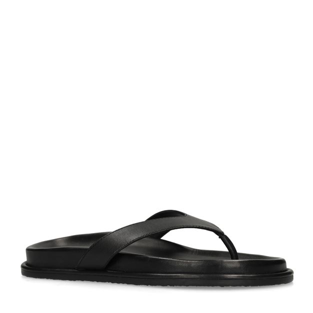 Schwarze Ledersandalen