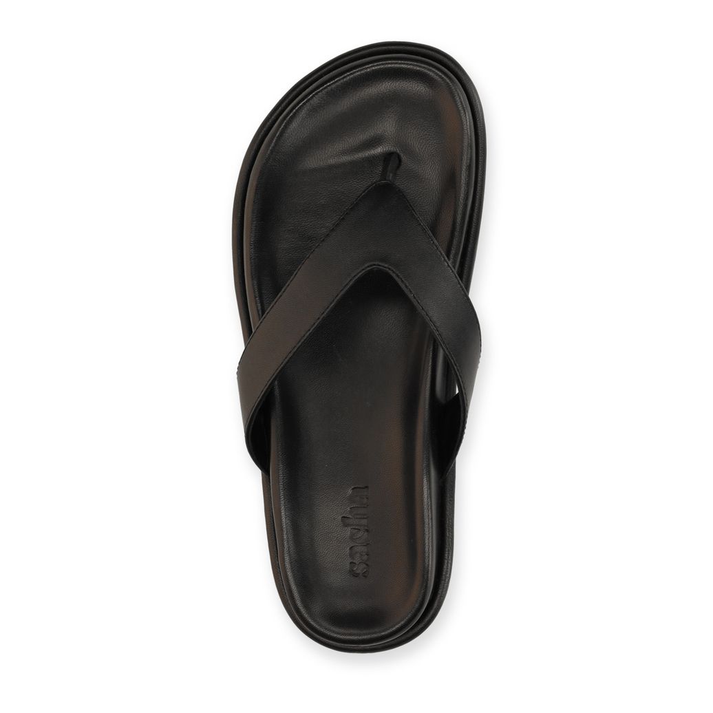 Schwarze Ledersandalen