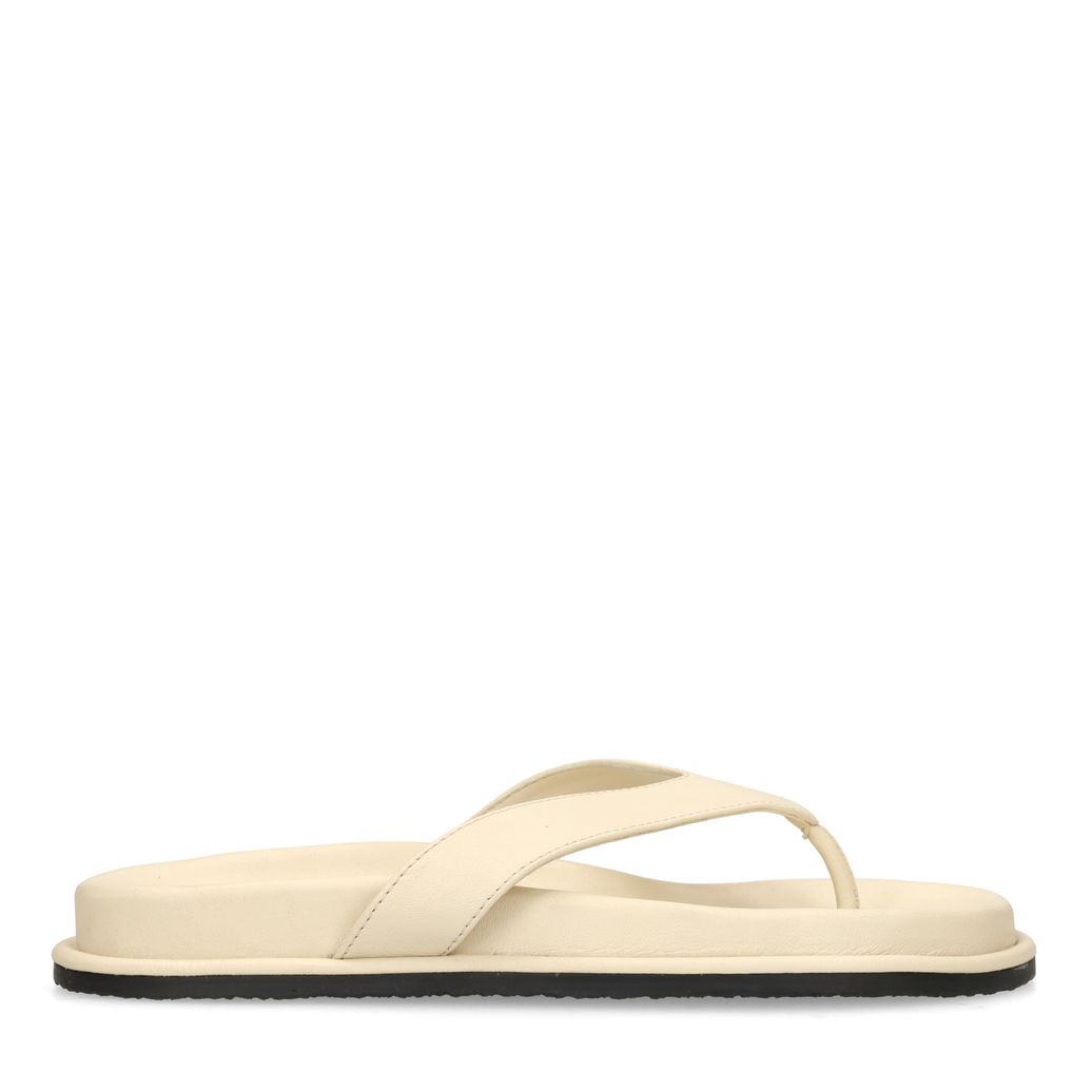 Claquettes en cuir - blanc cassé