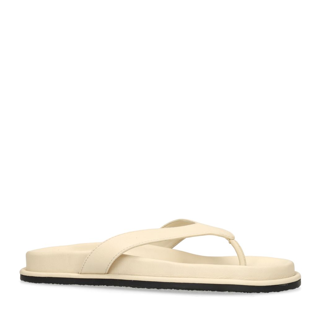 Claquettes en cuir - blanc cassé