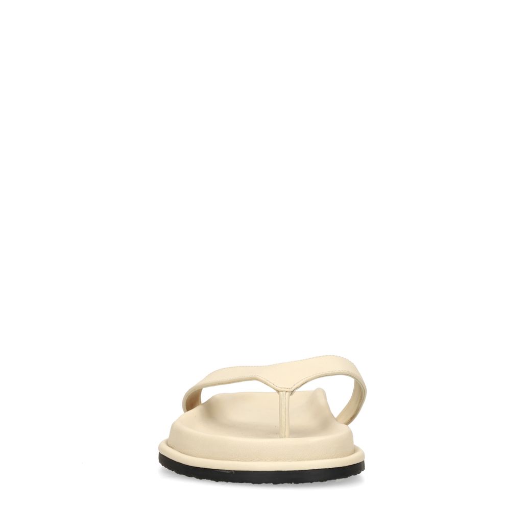 Claquettes en cuir - blanc cassé