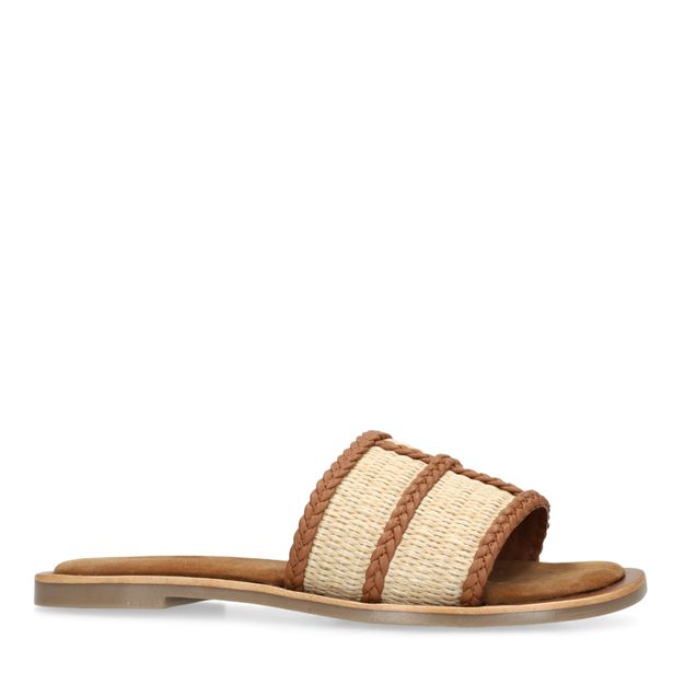 Cognacfarbene Bast-Sandalen