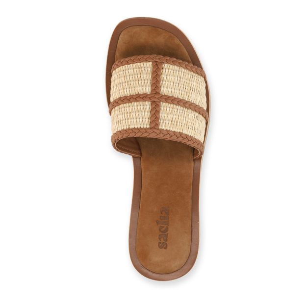 Cognacfarbene Bast-Sandalen