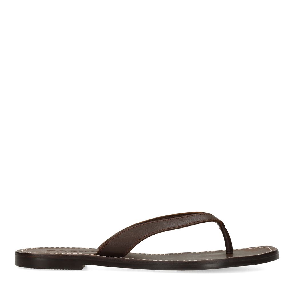 Bruine leren teenslippers