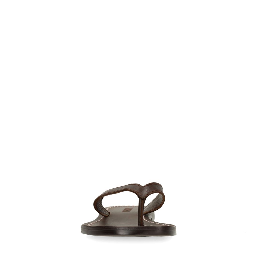Bruine leren teenslippers