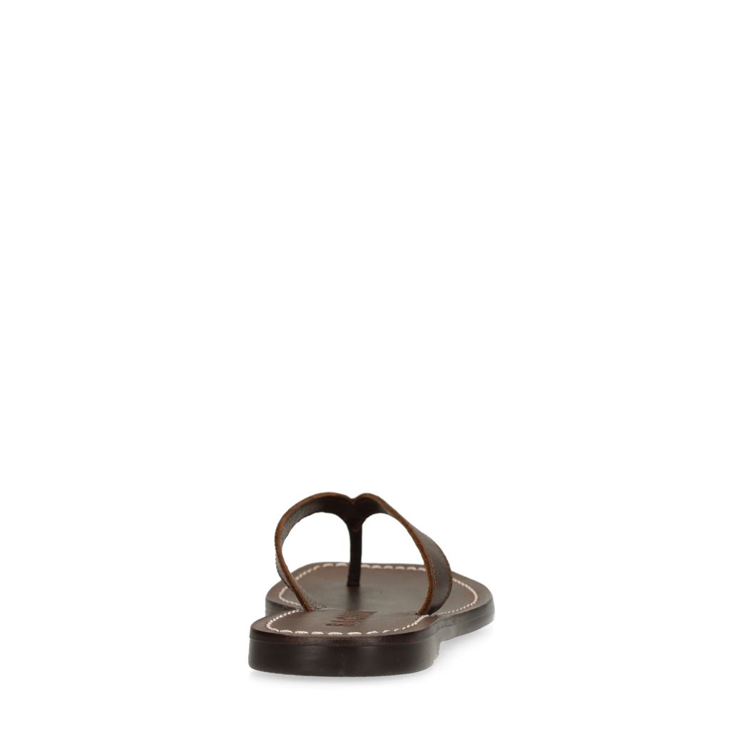 Bruine leren teenslippers