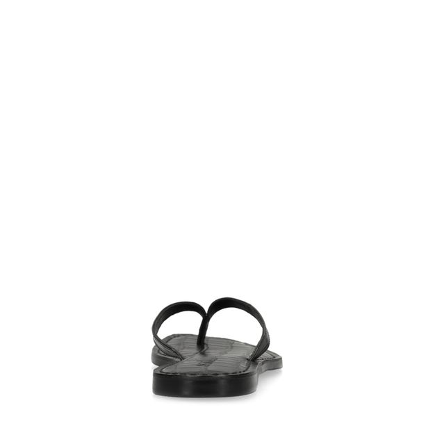 Schwarze Ledersandalen mit Krokomuster