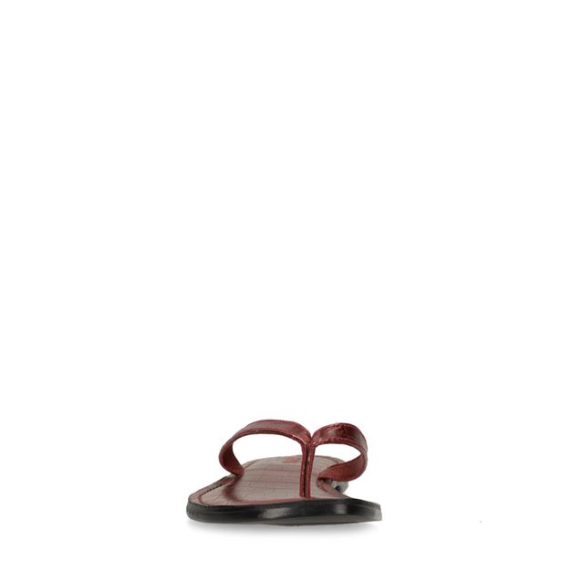 Rote Ledersandalen mit Krokomuster