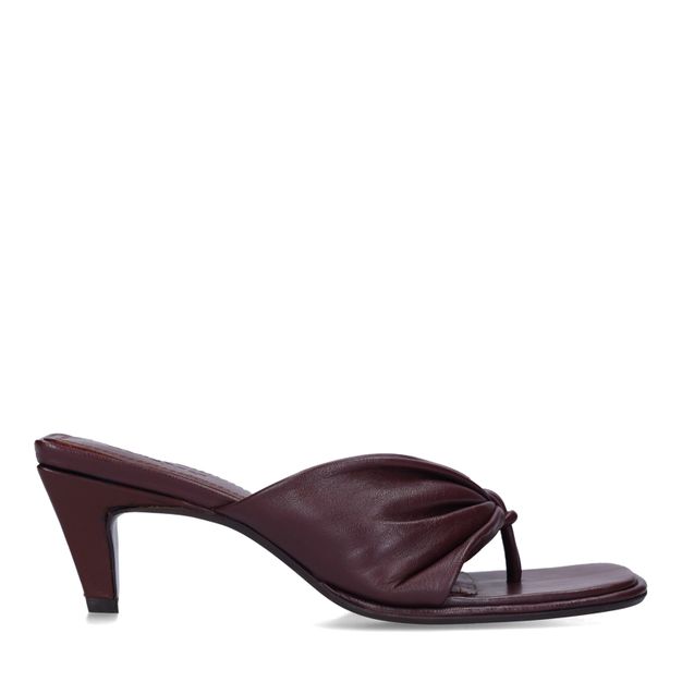 Bordeaux leren slippers met hak