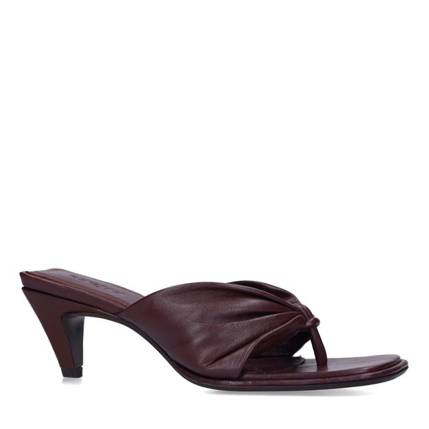 Bordeaux leren slippers met hak