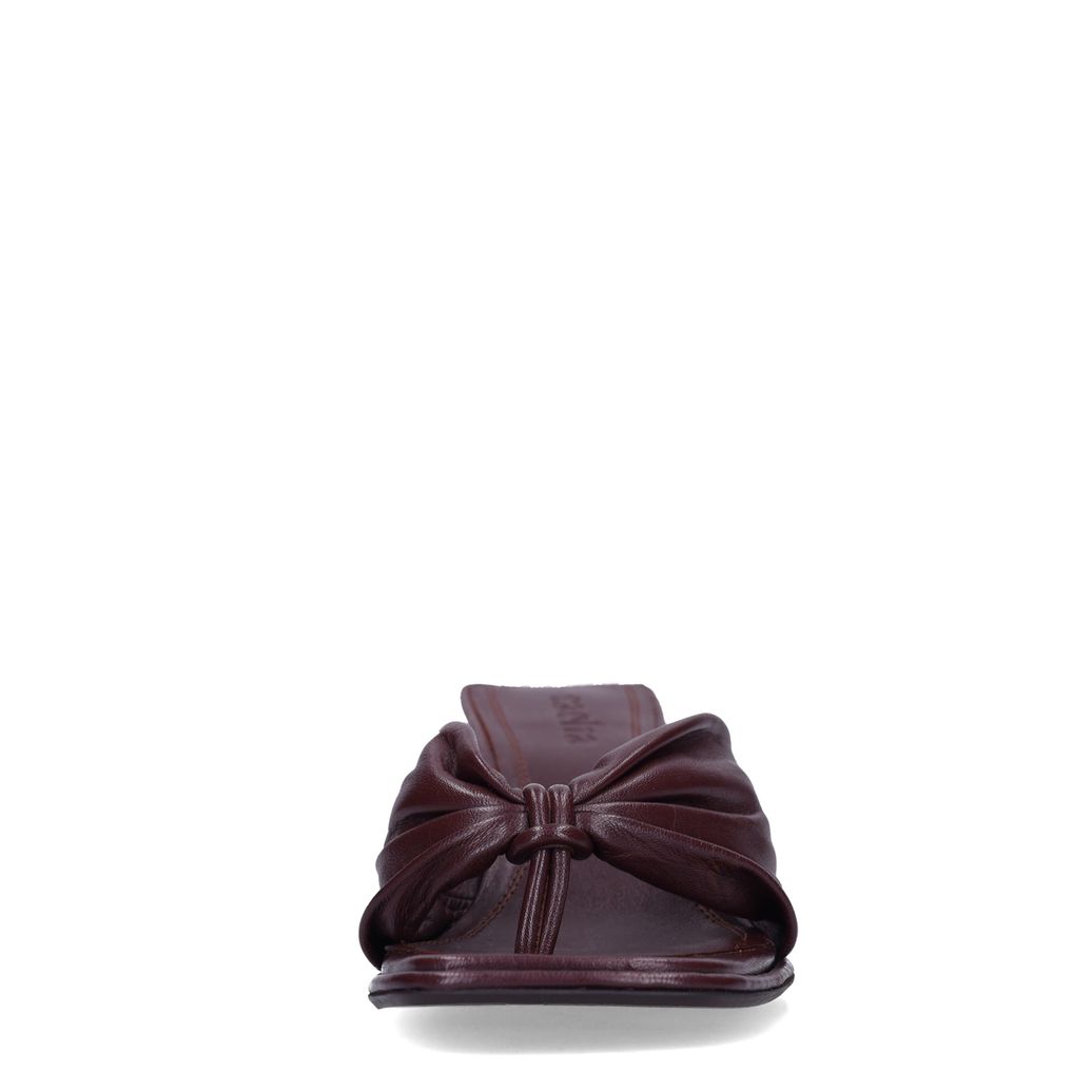 Bordeaux leren slippers met hak