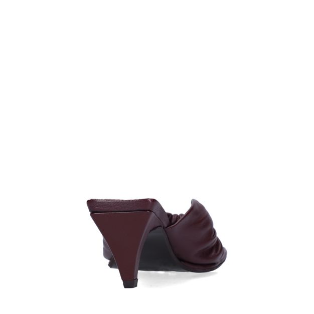 Bordeaux leren slippers met hak
