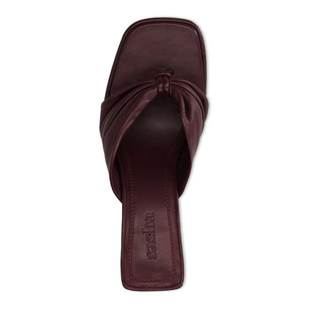 Bordeaux leren slippers met hak