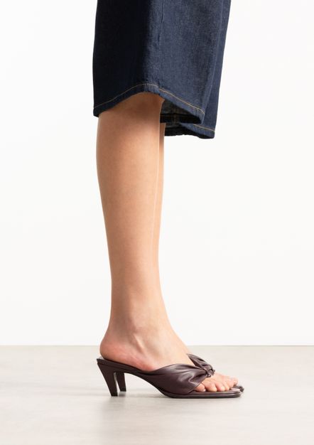 Bordeaux leren slippers met hak