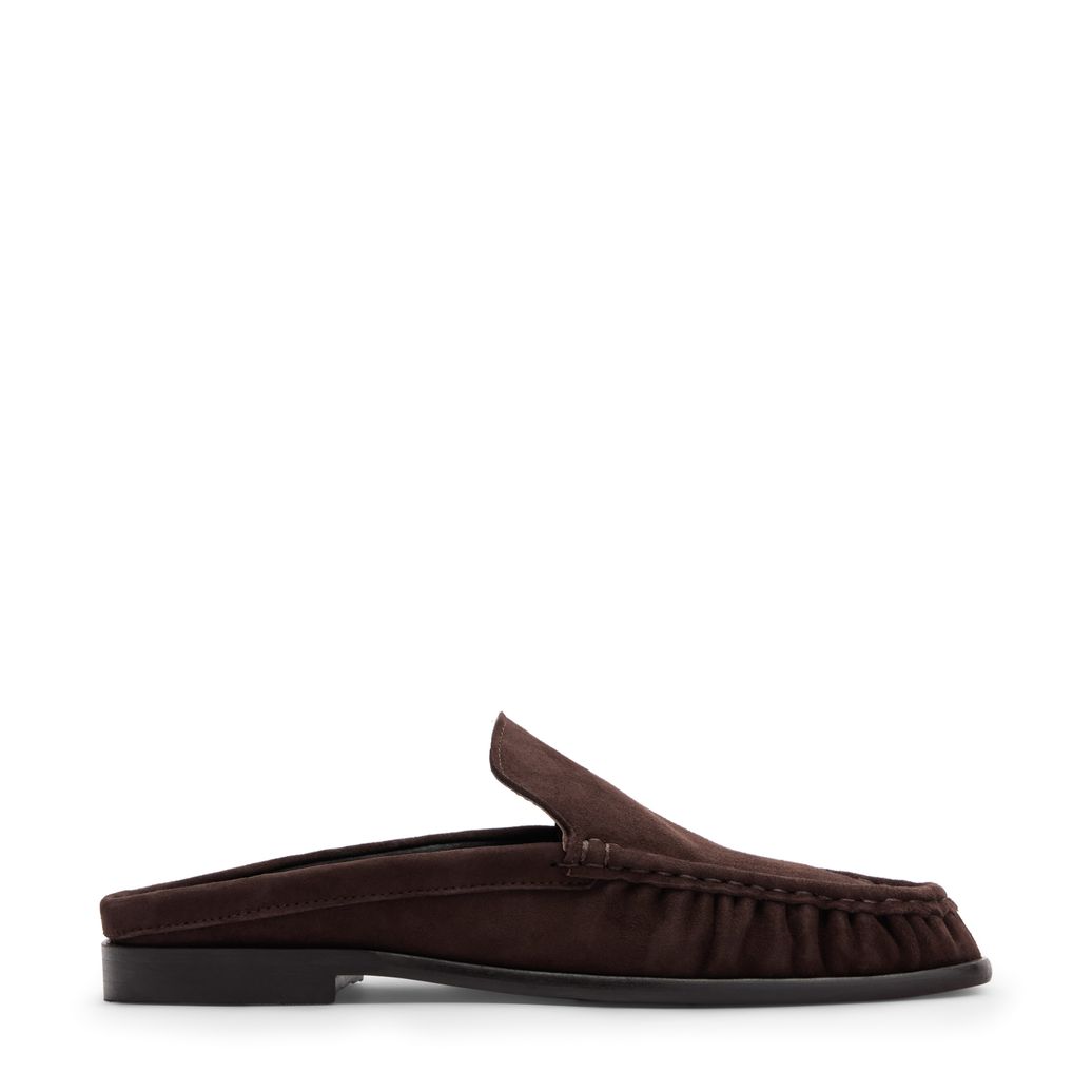 Braune Veloursleder-Slipper