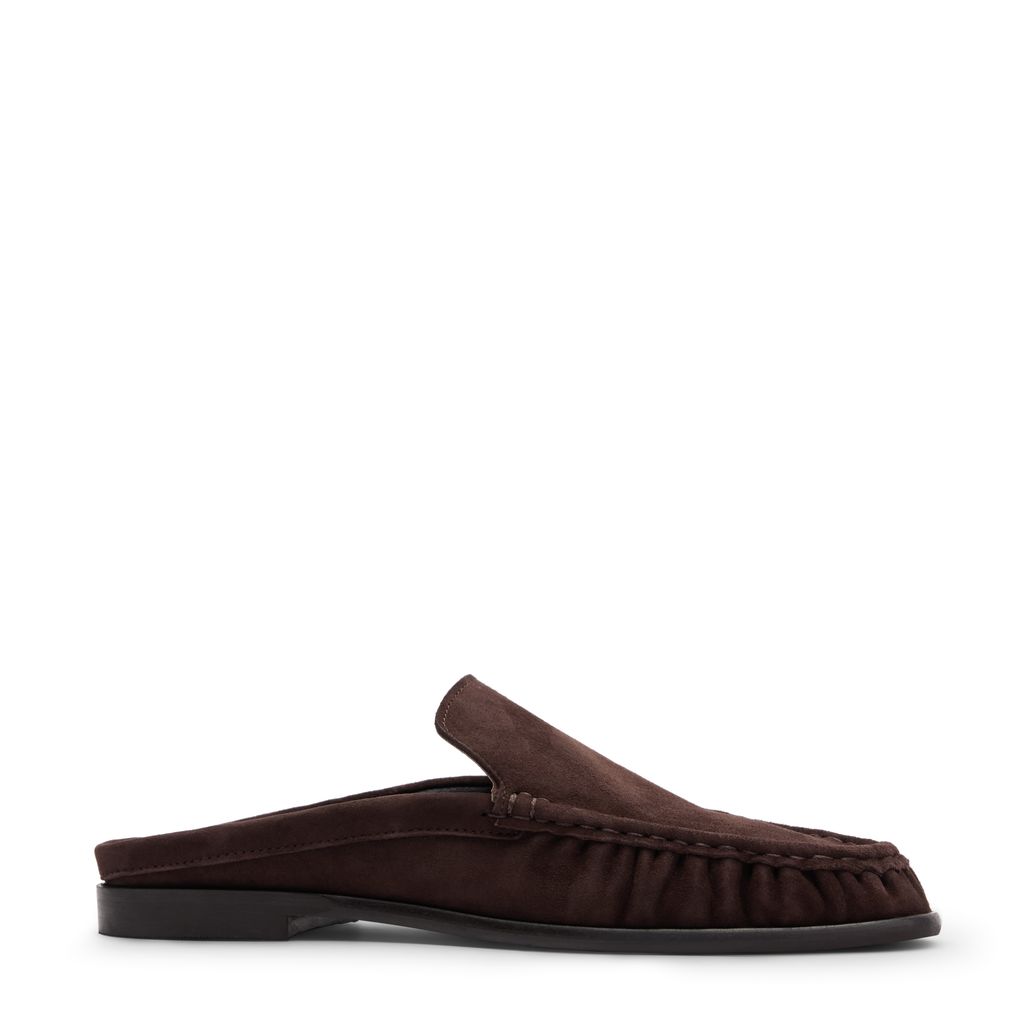 Braune Veloursleder-Slipper