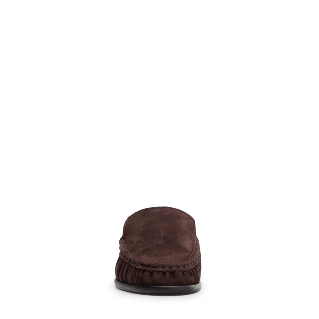Braune Veloursleder-Slipper