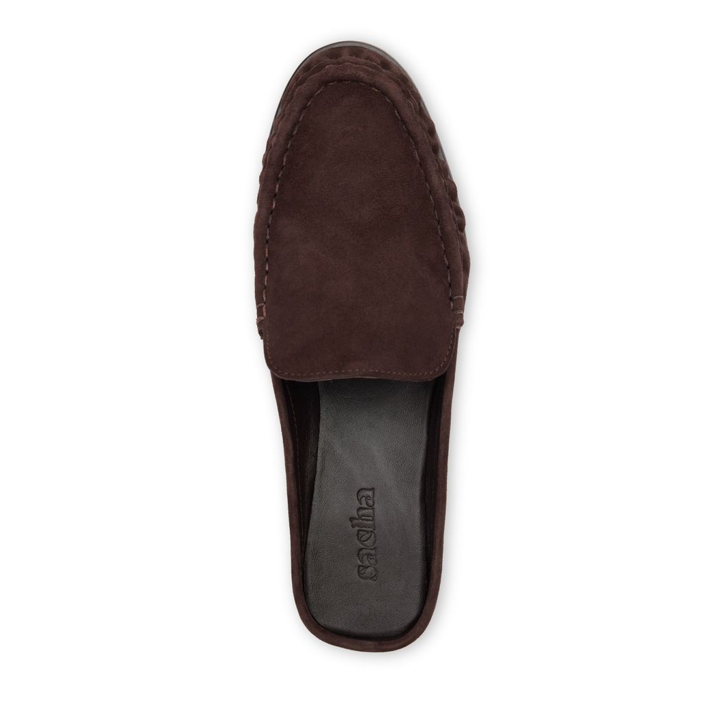 Braune Veloursleder-Slipper