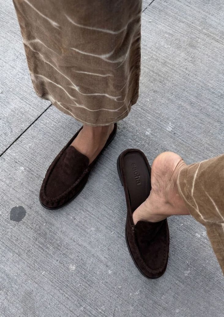 Chaussures à enfiler en daim - marron