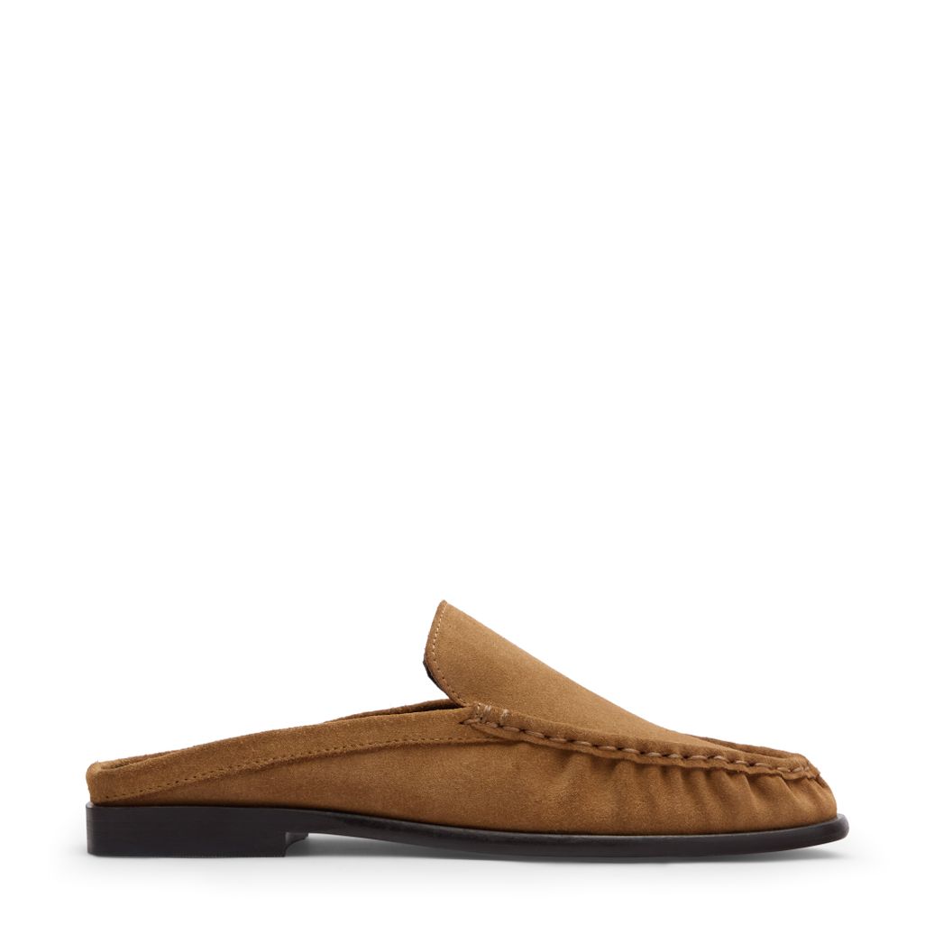 Braune Veloursleder-Slipper