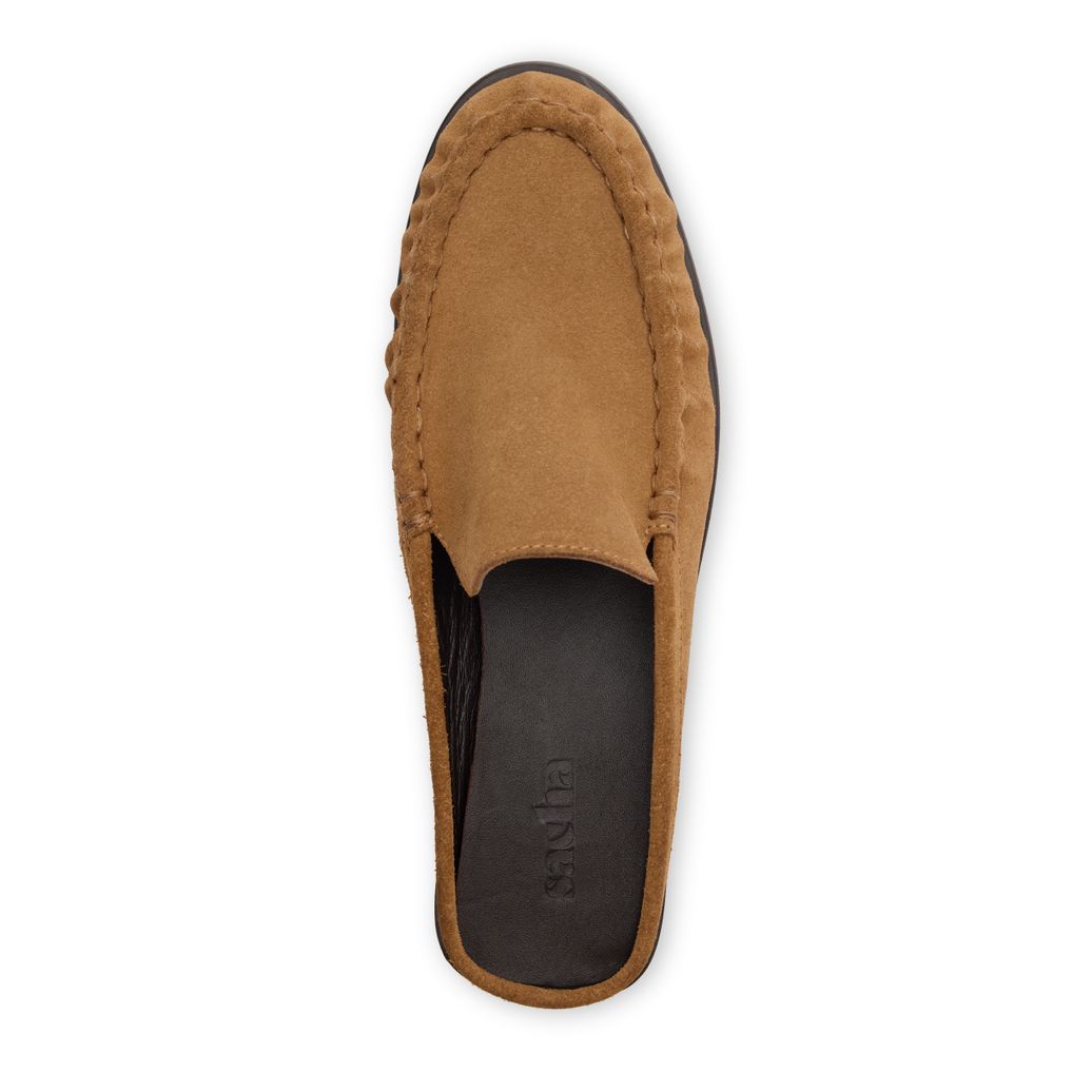 Braune Veloursleder-Slipper