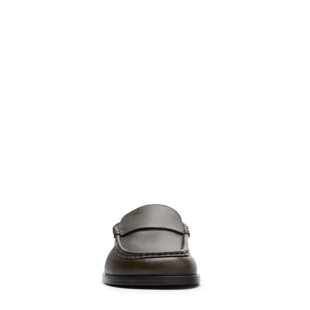 Grüne Leder-Slipper