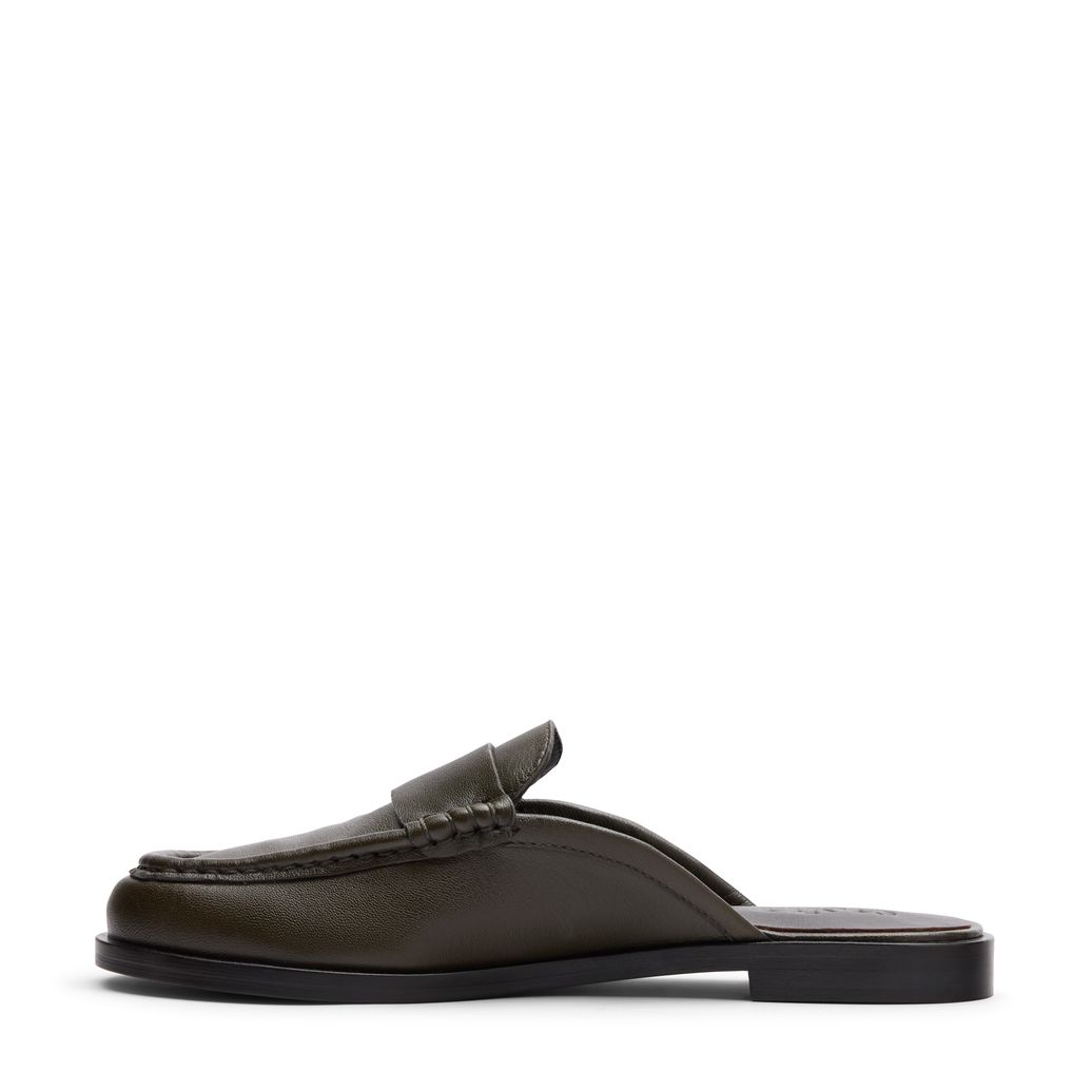 Grüne Leder-Slipper