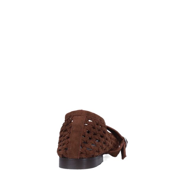 Bruine suède gevlochten ballerina's