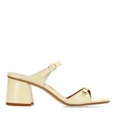 Sandales à talon en cuir verni - jaune