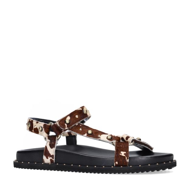 Sandales en cuir avec imprimé vache