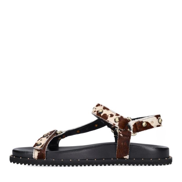 Sandales en cuir avec imprimé vache