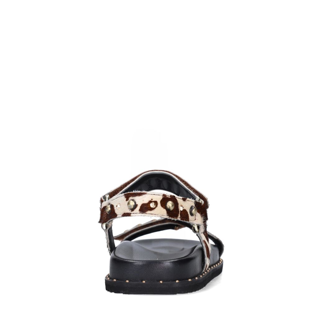 Cow print leren sandalen