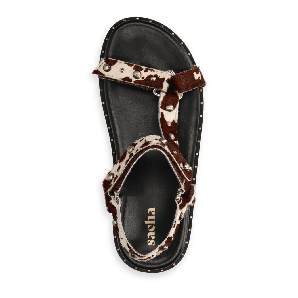 Cow print leren sandalen