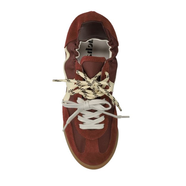 Baskets en daim avec double lacets - rouge