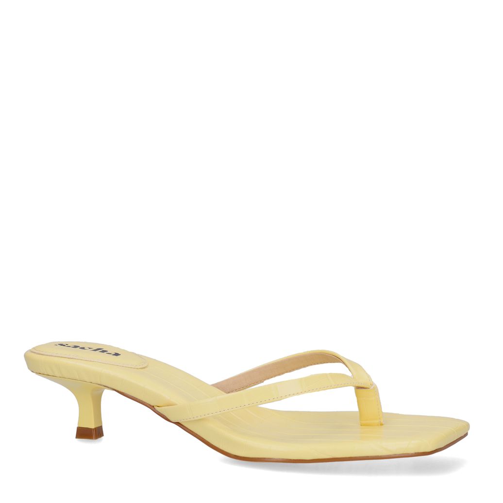 Gele croco slippers met hak