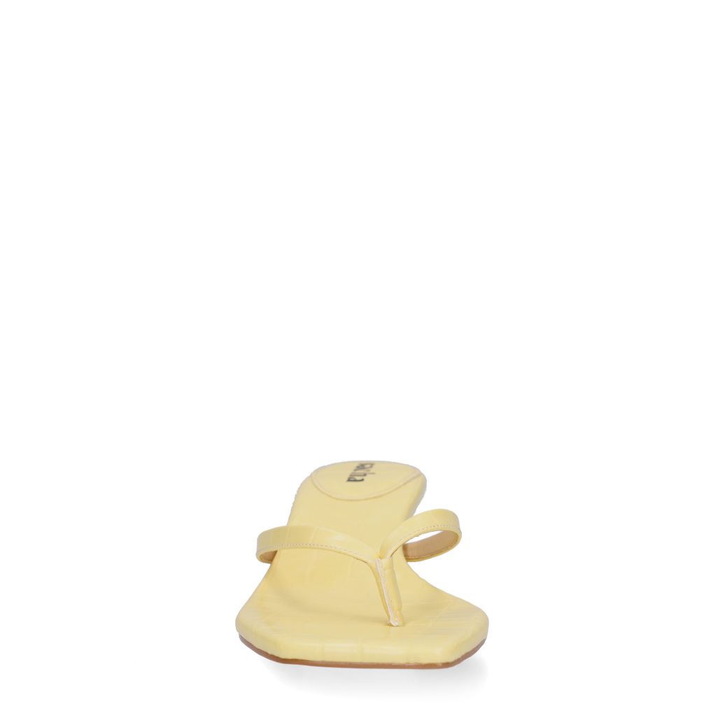 Gele croco slippers met hak