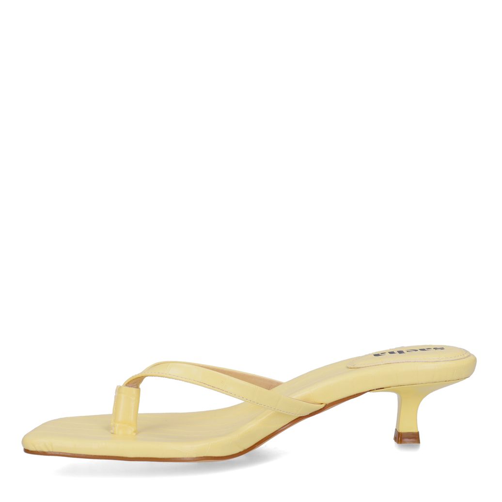 Claquettes à talon avec imprimé croco - jaune