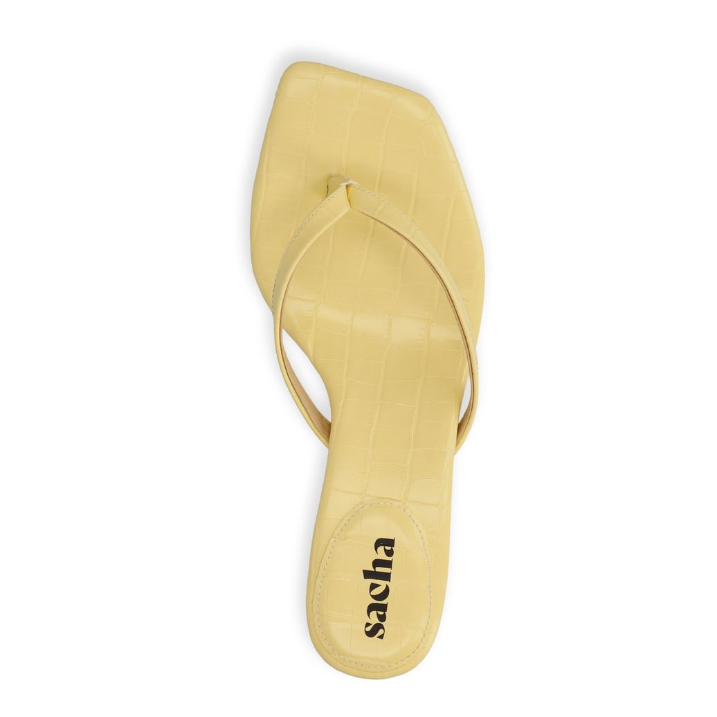 Gele croco slippers met hak