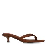 Claquettes à talon en satin - marron