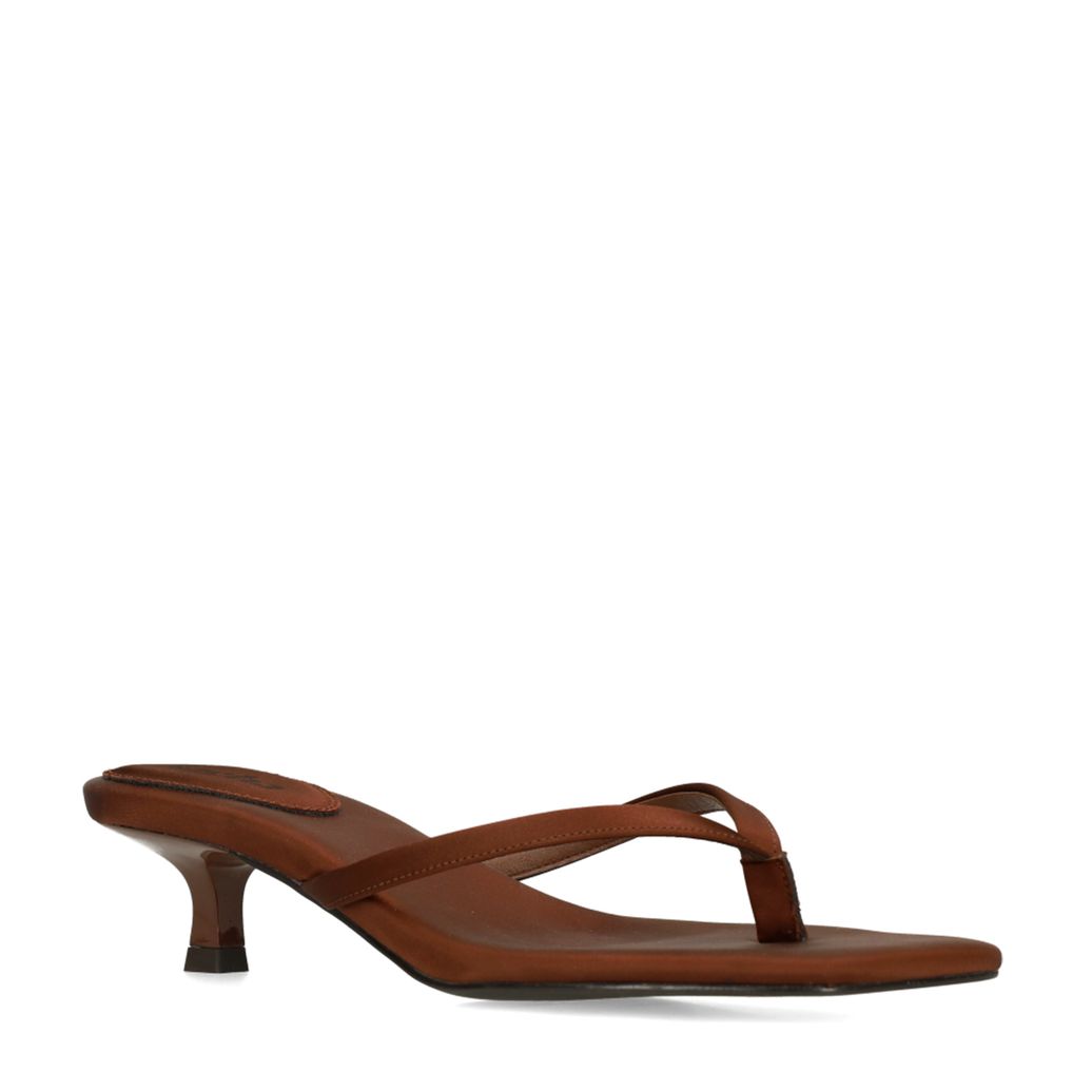 Claquettes à talon en satin - marron