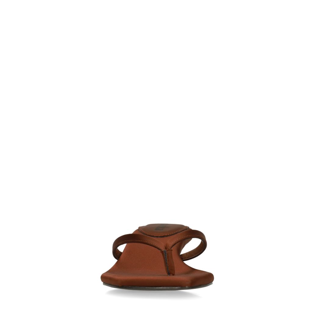 Claquettes à talon en satin - marron