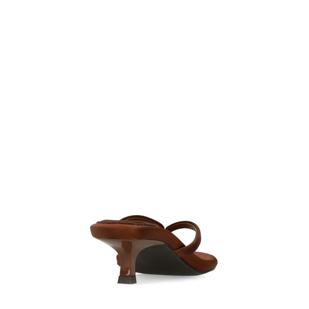 Claquettes à talon en satin - marron