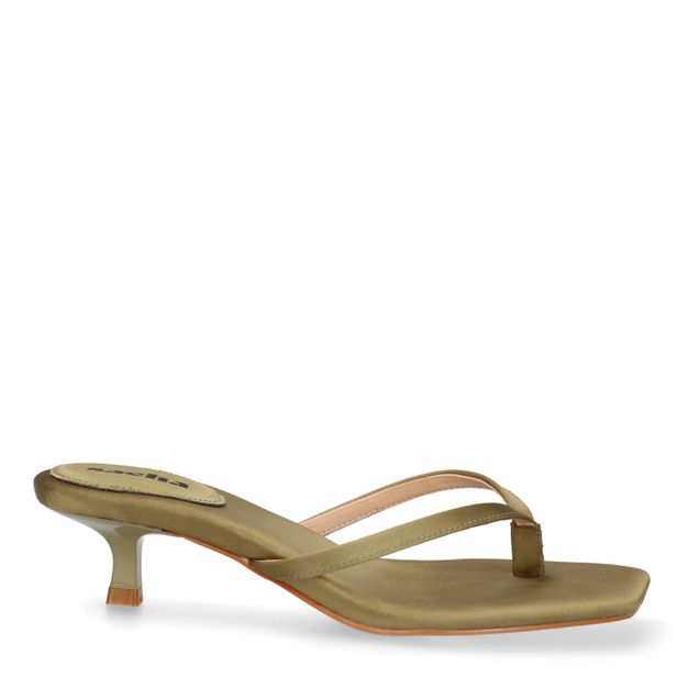 Claquettes à talon en satin - vert