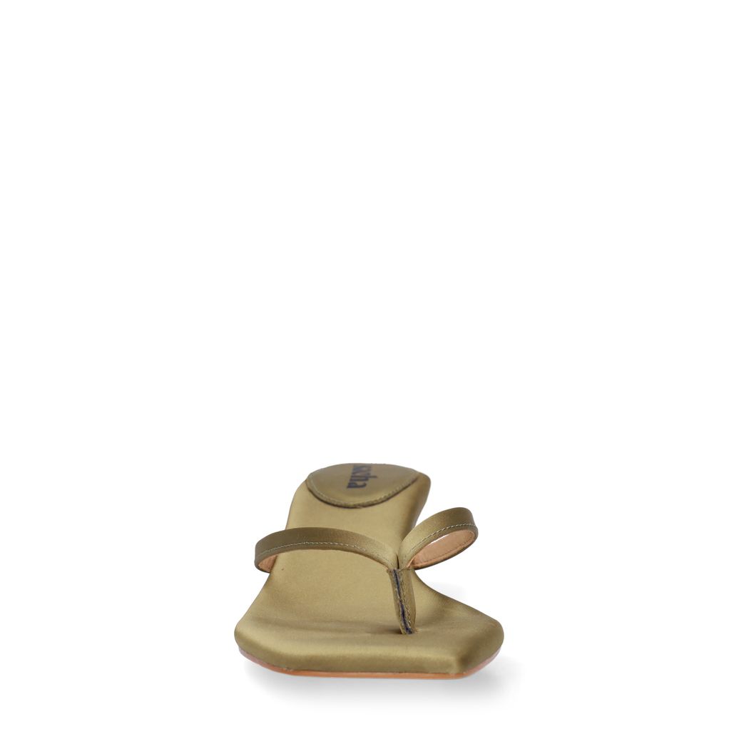 Groene satijnen slippers met hak